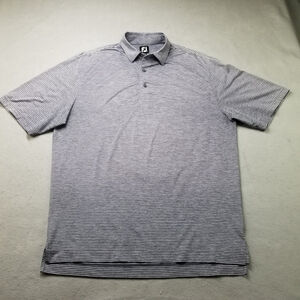 Footjoy Polo Shirt Mens Size L Gray Striped Golf Short Sleeve Stretch